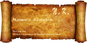 Nyemecz Klaudia névjegykártya